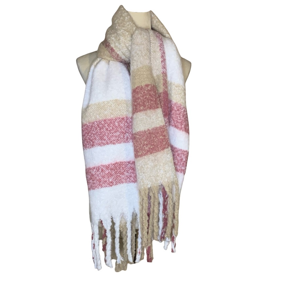 Calvin Klein Striped Pink and Cream Scarf-NWT